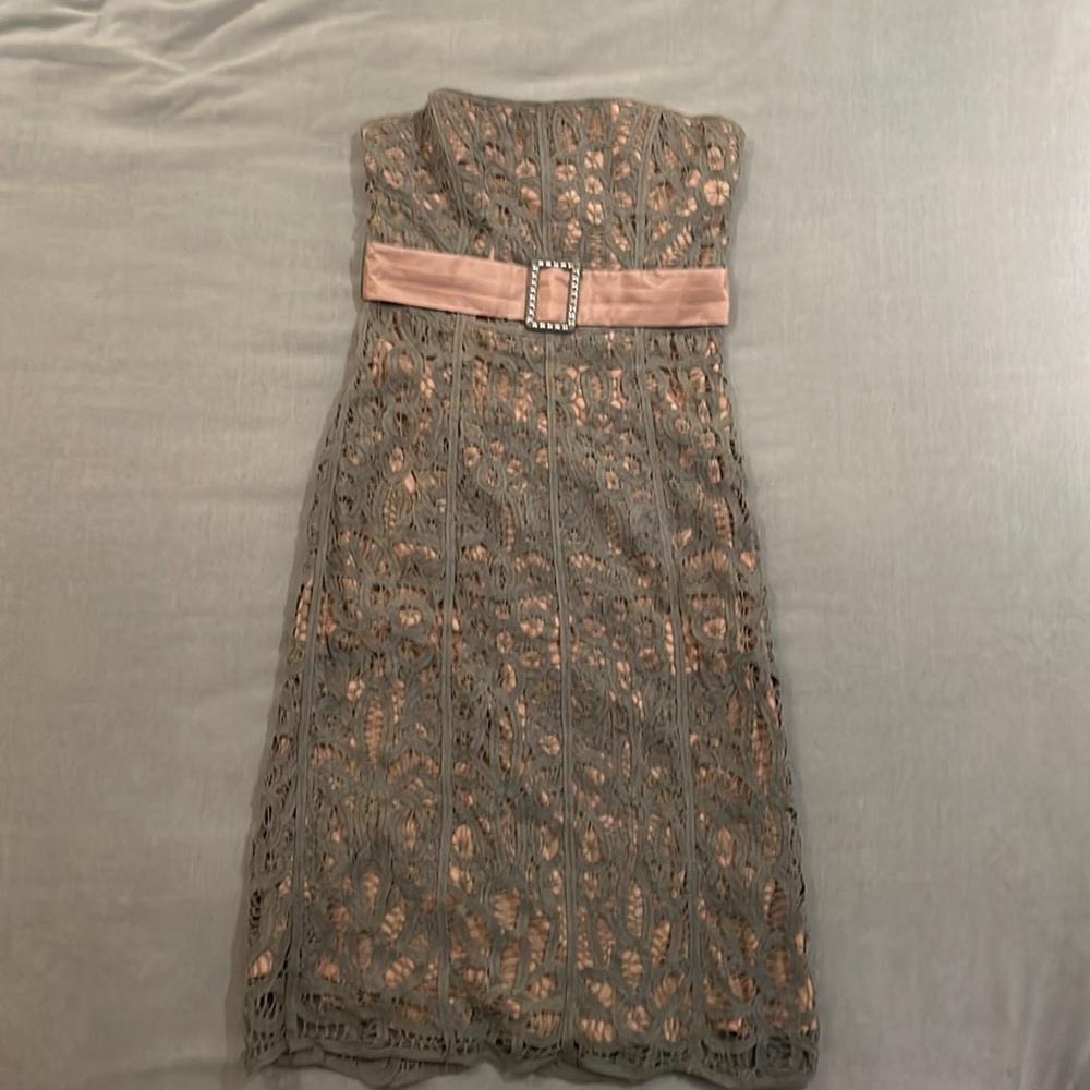 Betsey Johnson strapless dress size 6 blue/grey